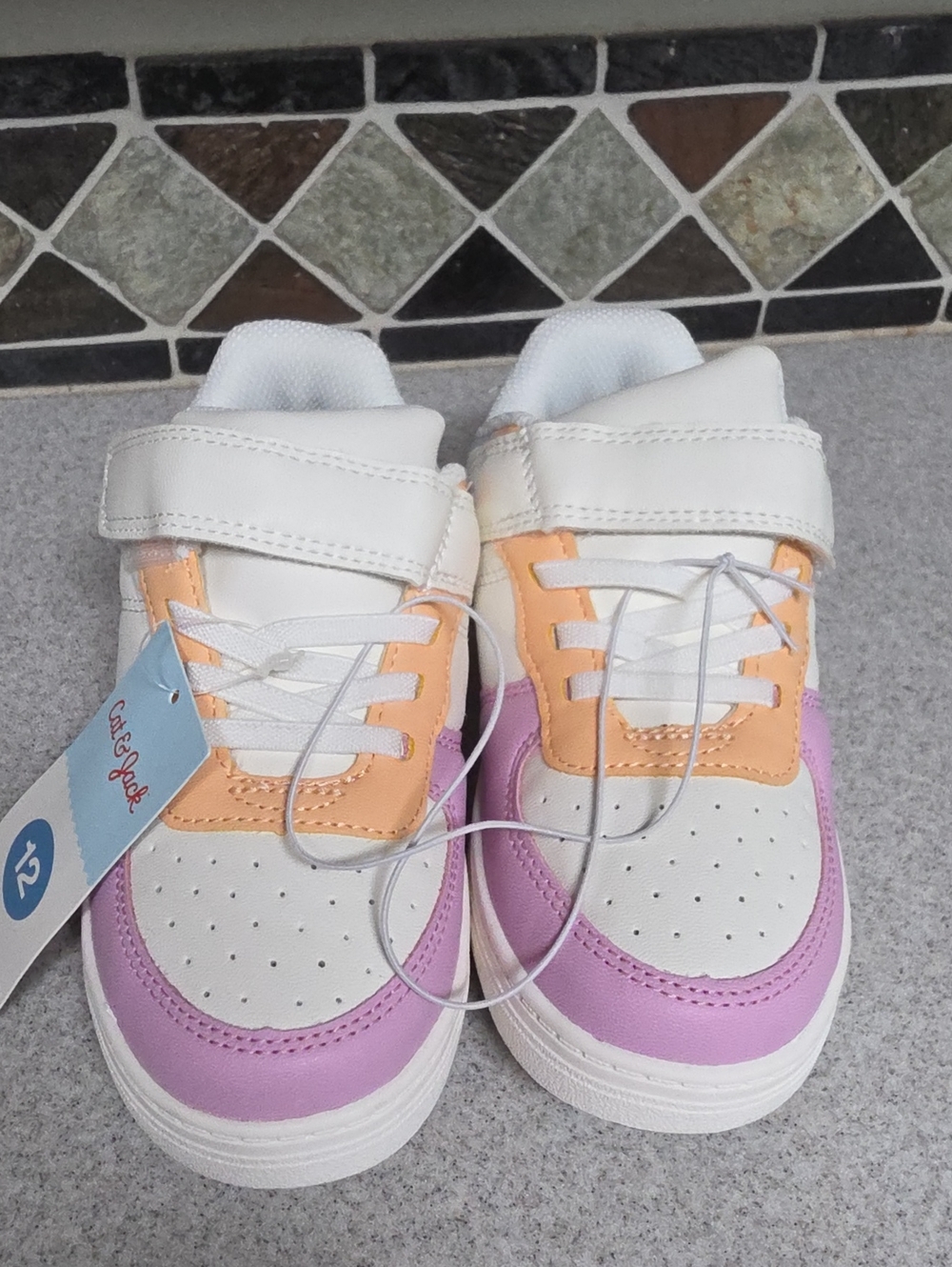 Kids White, Peach & Lavender Athletic Sneakers - Unbranded